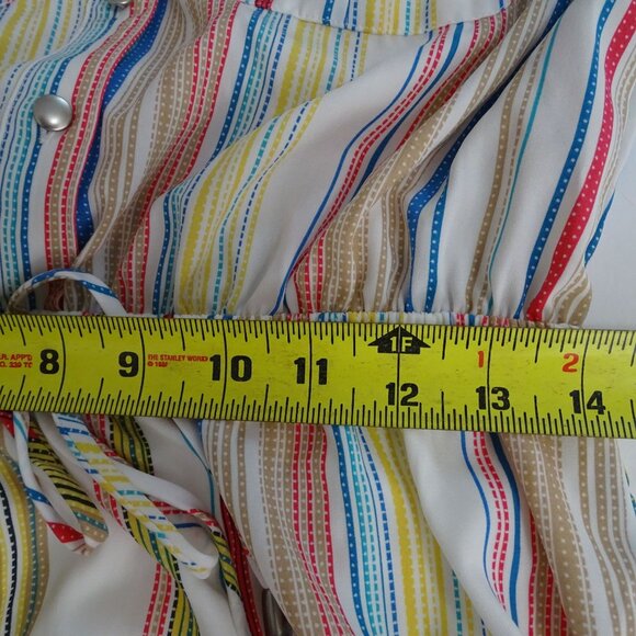 Bebop Striped Button Bodice Shirt Dress Women Size L Roll Tab 3/4 Sleeves NEW - Picture 12 of 14